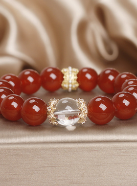 天然红玛瑙手链女款本命年