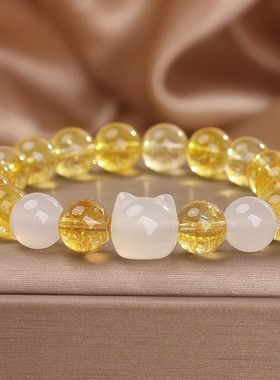 黄水晶手链女款轻奢小众精致