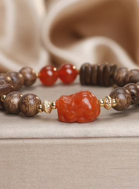 新中式南红玛瑙貔貅招财转运手串