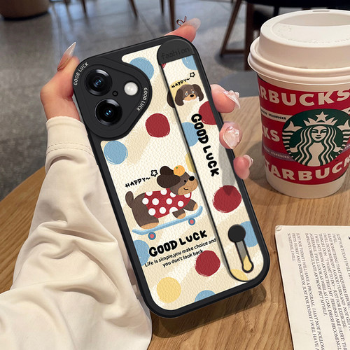 适用苹果17Promax保户包腕带波点小狗iPhone16软款15硅胶14可爱女