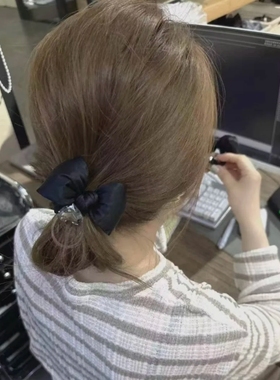 甜美黑色蝴蝶结海绵高弹发圈甜美气质小众高级感扎丸子马尾头绳