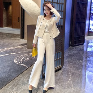 MIUCO高品醋酸优雅小香风小外套+经典阔腿裤长裤两件套装【现货】