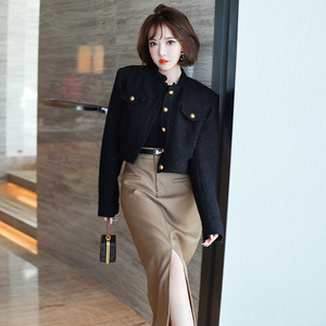 MIUCO金扣袋盖装饰廓形羊毛呢外套女装【现货】