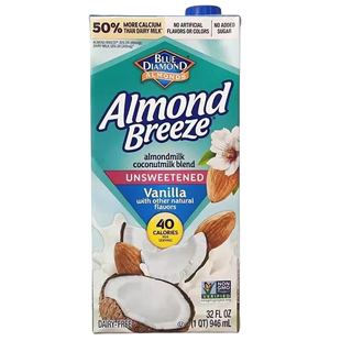 Almond Unsweetened Milk946ml 蓝钻无糖香草味杏仁奶饮料Vanilla