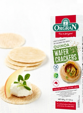 进口ORGRAN澳冠藜麦米薄脆片100g无麸质防过敏纯素食gluten free