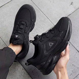 匹克男鞋旋钮运动鞋全黑跑步鞋2026新款男士正品户外通勤休闲跑鞋