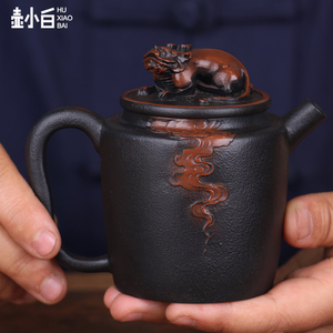 壶小白云南建水紫陶纯手工线型雕茶壶貔貅功夫壶高端礼品泡茶壶
