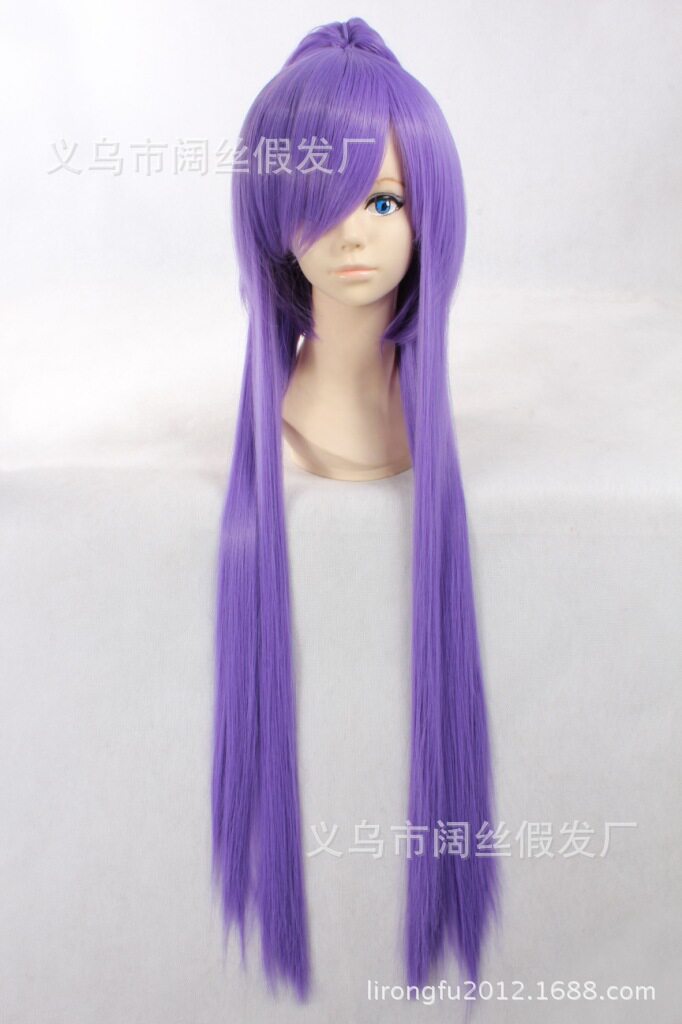 假发cosplay假毛v家gackpoid神威茄子100cm米紫色长发 长直发马尾