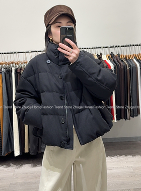 高端立领领口吸铁扣短款羽绒服女欧货2025冬减龄90白鸭绒外套6826