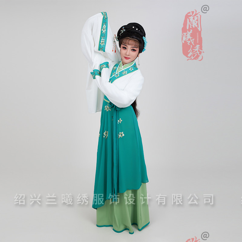 花旦越剧戏黄梅戏古装舞台曲演出服装专业戏服（绿色）