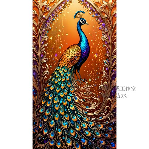 孔雀海报装饰贴画客厅卧室出租房吉祥动物防水背景墙上自粘贴纸