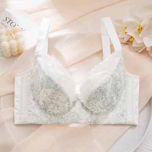 新款薄杯调整型文胸白色软钢圈聚拢侧收副乳小胸上薄下厚精油内衣