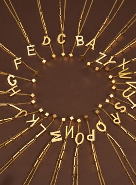 跨境韩国风钛钢流苏字母套装锁骨链小众设计感钛钢项链不掉色