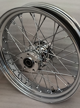 哈雷16X3.5改装细辐条后轮毂，40辐条镀铬真空轮毂