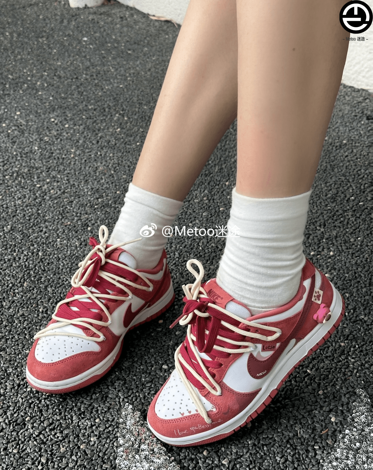 正品定制球鞋 Nike Dunk Low 草莓派对小熊简约百搭白粉复古板鞋