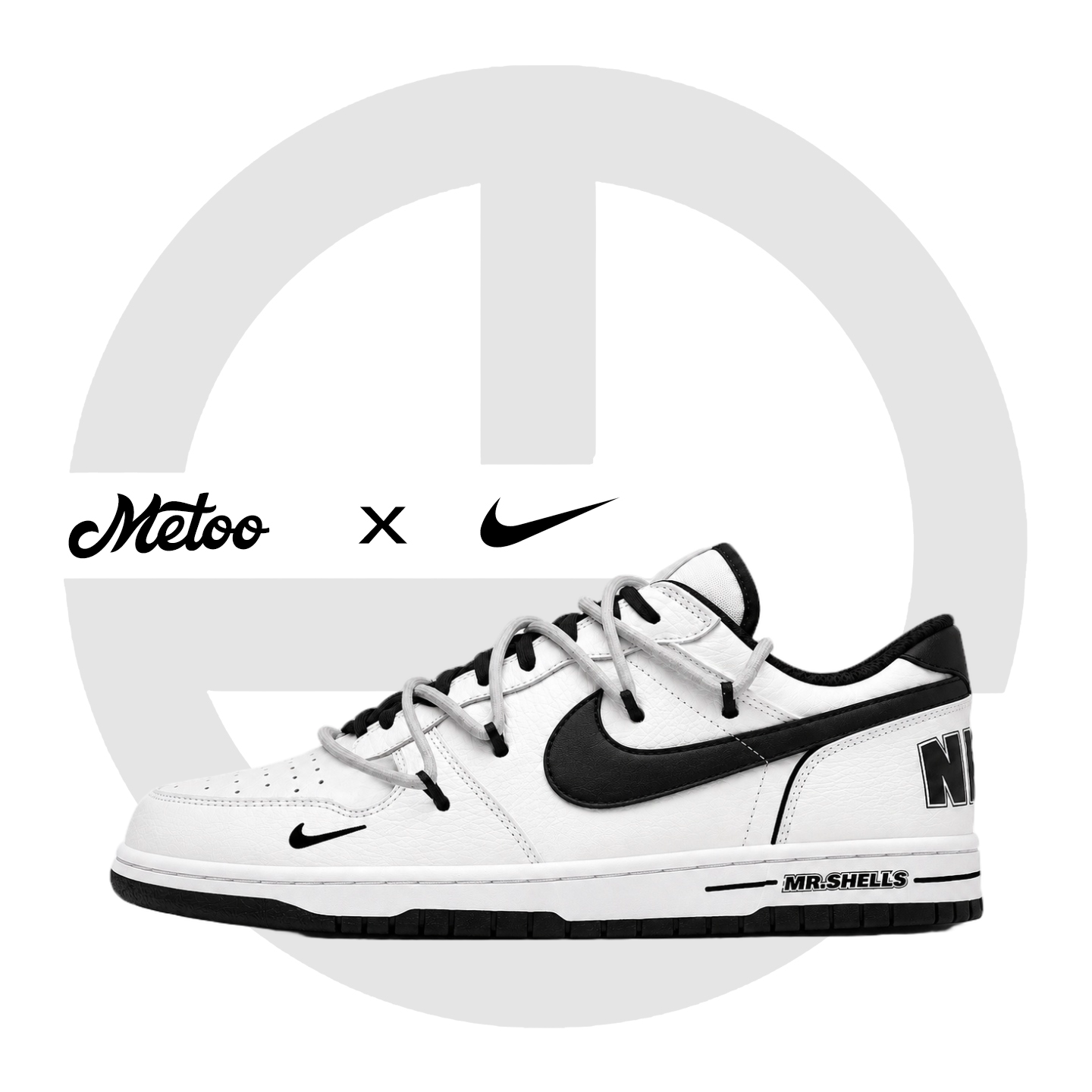 迷途定制球鞋 Nike Big Low 贝壳先生清新学院风经典黑白解构板鞋