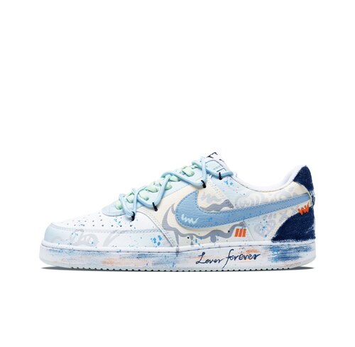 定制球鞋 Nike Court Vision 1心动假日涂鸦炫彩晕染贴布男女板鞋