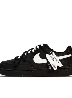 【定制球鞋】Nike Court Vision Low 黑桃契约板鞋 男女同款 黑白