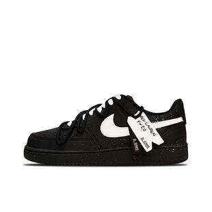 【定制球鞋】Nike Court Vision Low 黑桃契约板鞋 男女同款 黑白