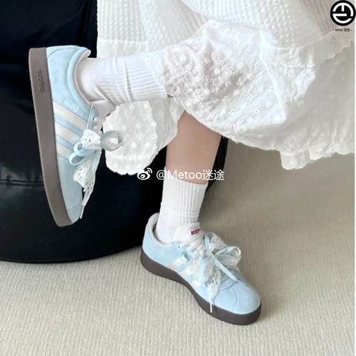正品定制球鞋Adidas Neo Court方岛信使芭蕾风蝴蝶结甜酷低帮板鞋