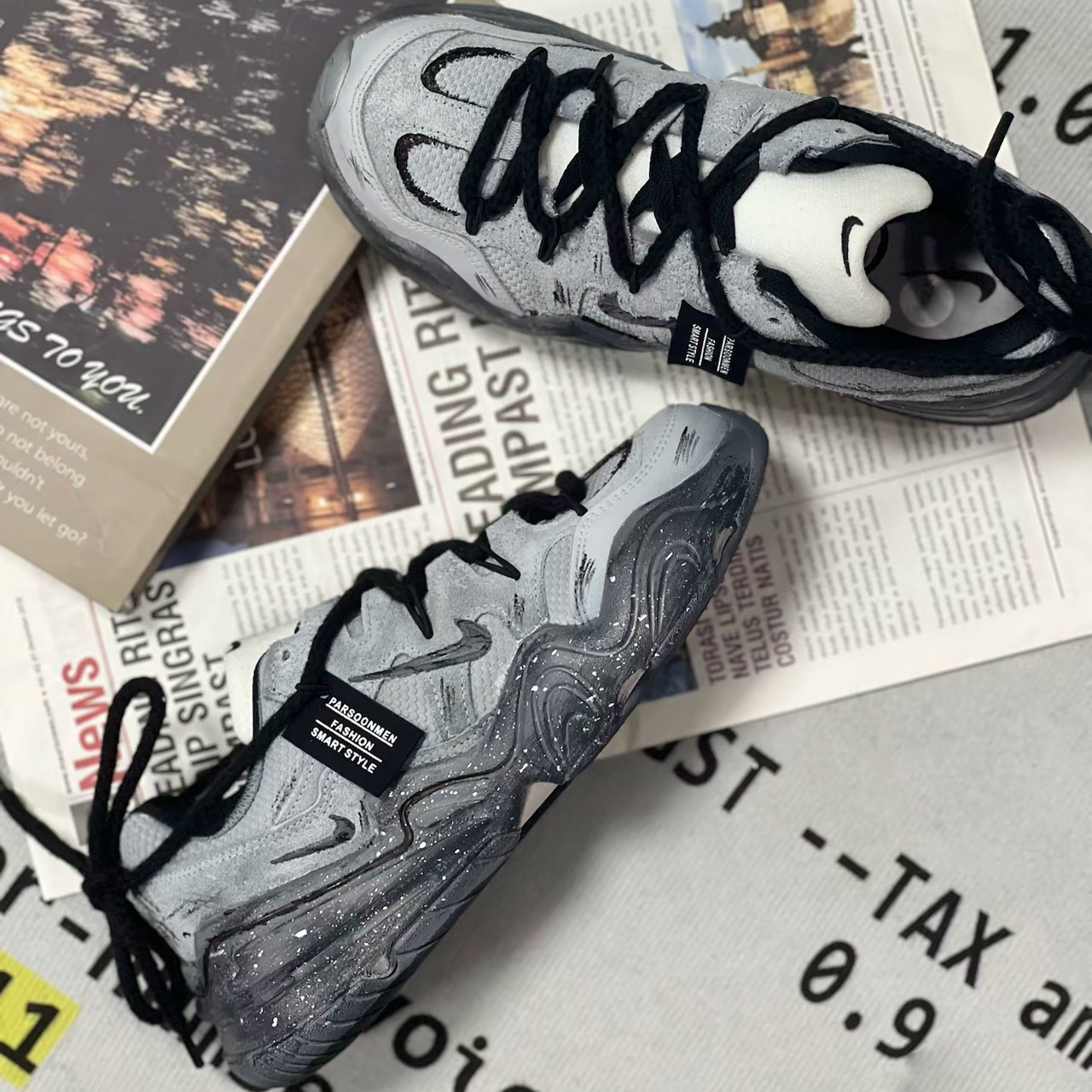 迷途定制球鞋 Nike Tech Hera 灰寂脉冲 独特 解构 低帮男女同款