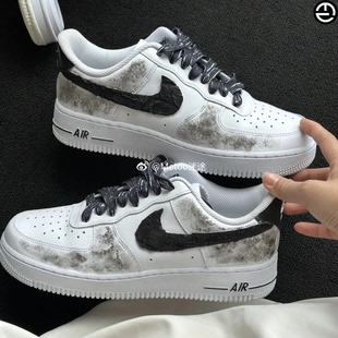 正品定制球鞋 Nike Air Force 1 坚如磐石贴布涂鸦晕染空军一号