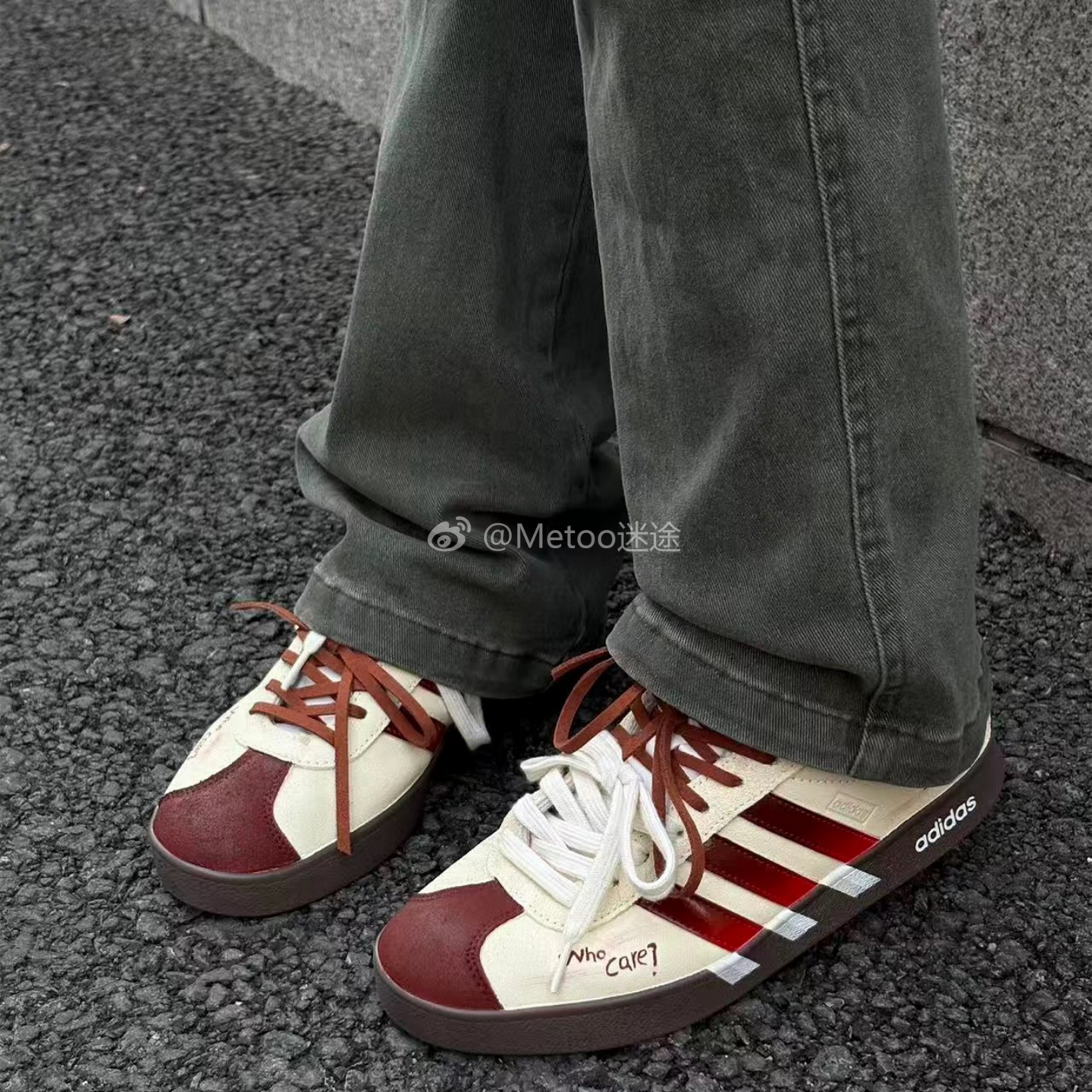 迷途定制球鞋 adidas VL COURT 2.0 皮革 爱心美式 板鞋 男女同款