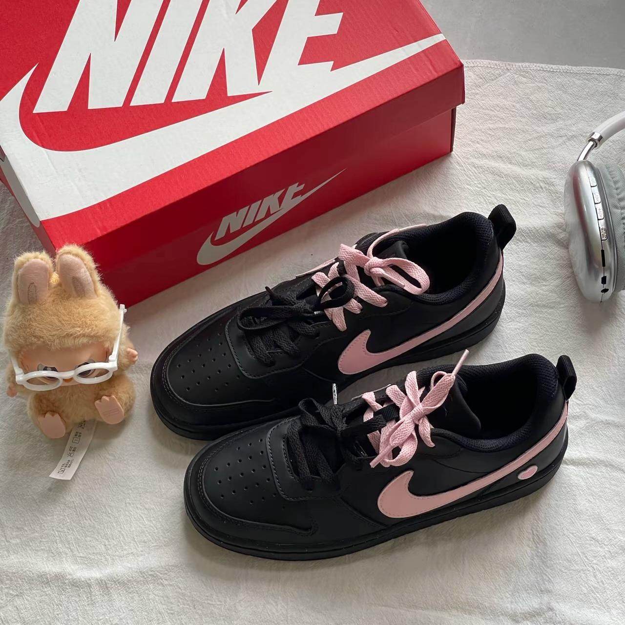 迷途定制球鞋 Nike Court Borough2 黑武士 爱心低帮板鞋女款黑粉