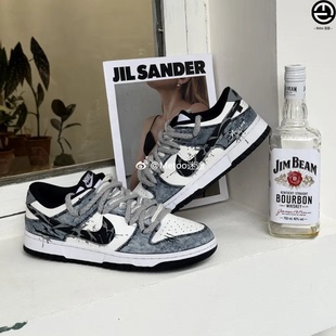 正品定制球鞋 Nike Dunk 弑影灵契哥特风解构晕染灰低帮复古板鞋