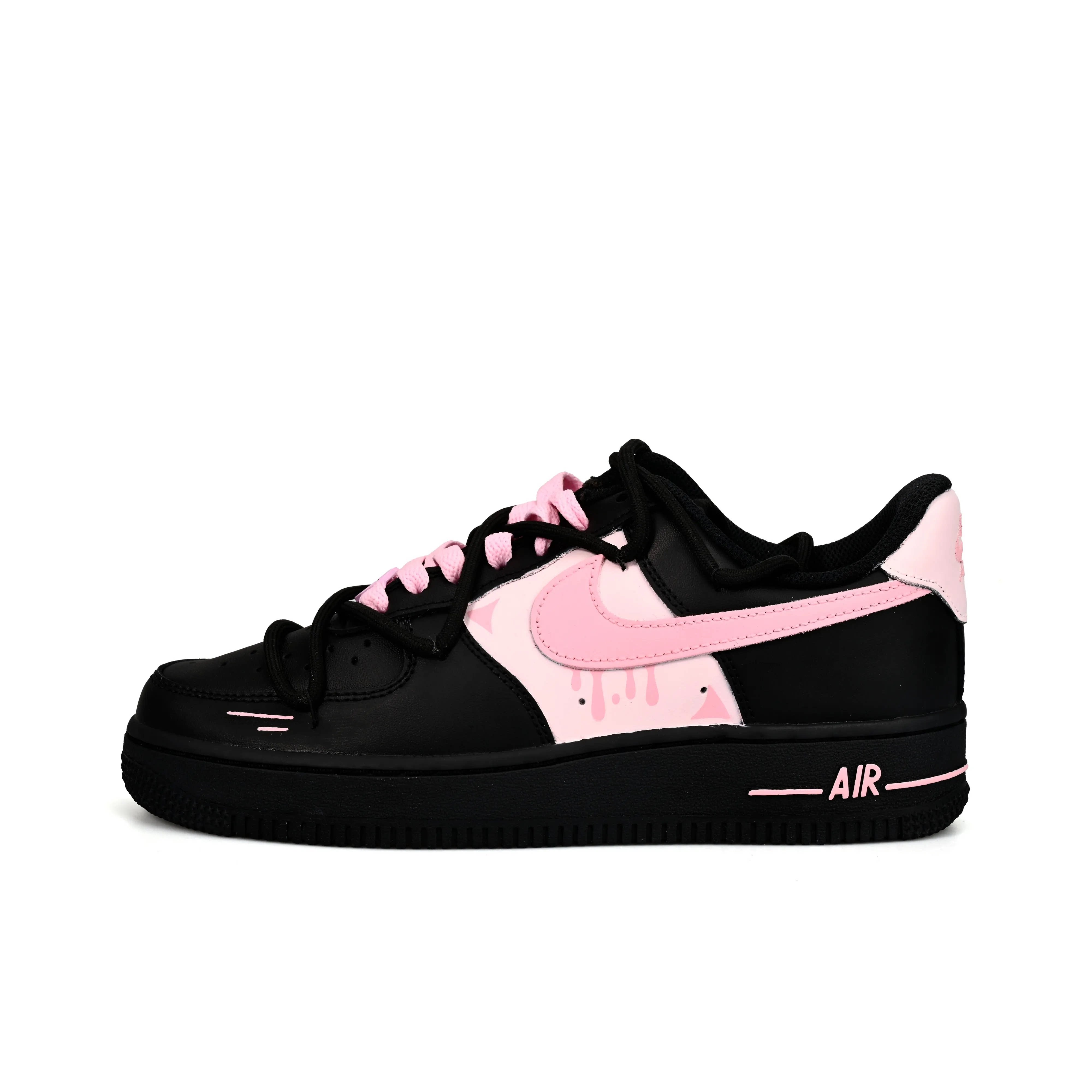 迷途定制球鞋 Nike/耐克 Air Force 1热恋少女黑粉系解构空军一号