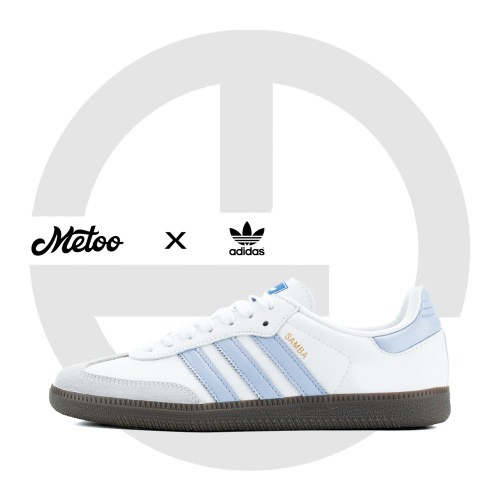 迷途定制球鞋 Adidas Originals Samba 清新海盐白蓝柔软德训鞋