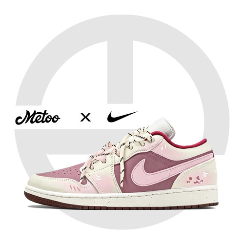 迷途定制球鞋 Air Jordan 1 Low 草莓奶盖奶嘟小熊甜美可爱蓝球鞋