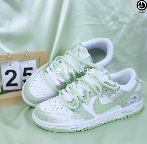 正品定制球鞋 Nike Dunk Low 海盐薄荷清新解构字母涂鸦复古板鞋