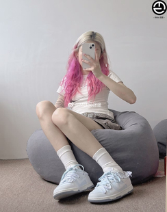 耐克球鞋定制 Nike Dunk Low 气泡水母薄荷牛奶清爽干净白蓝板鞋