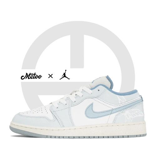 迷途定制球鞋 Air Jordan 1 Low 淡蓝蝶影清新白蓝AJ篮球鞋