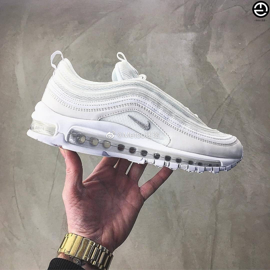 nike/耐克 air max 97 男女纯白子弹全掌气垫跑步鞋 921826-101