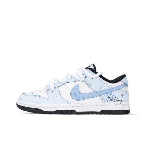 迷途定制球鞋 Nike Dunk Low 星辰大海清新白蓝低帮复古休闲鞋