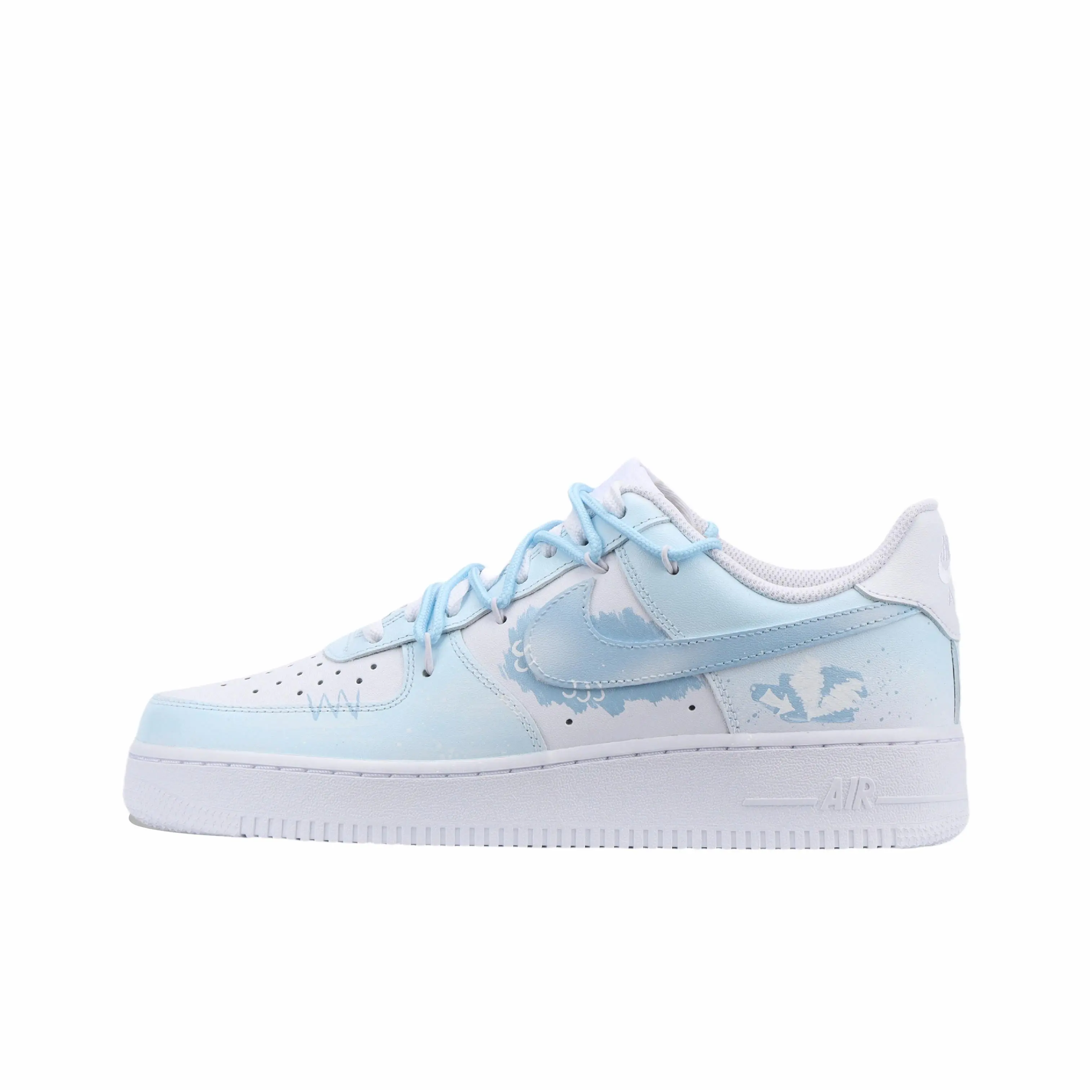 正品定制球鞋 Nike Air Force 心动时刻涂鸦手绘爱心渐变空军一号