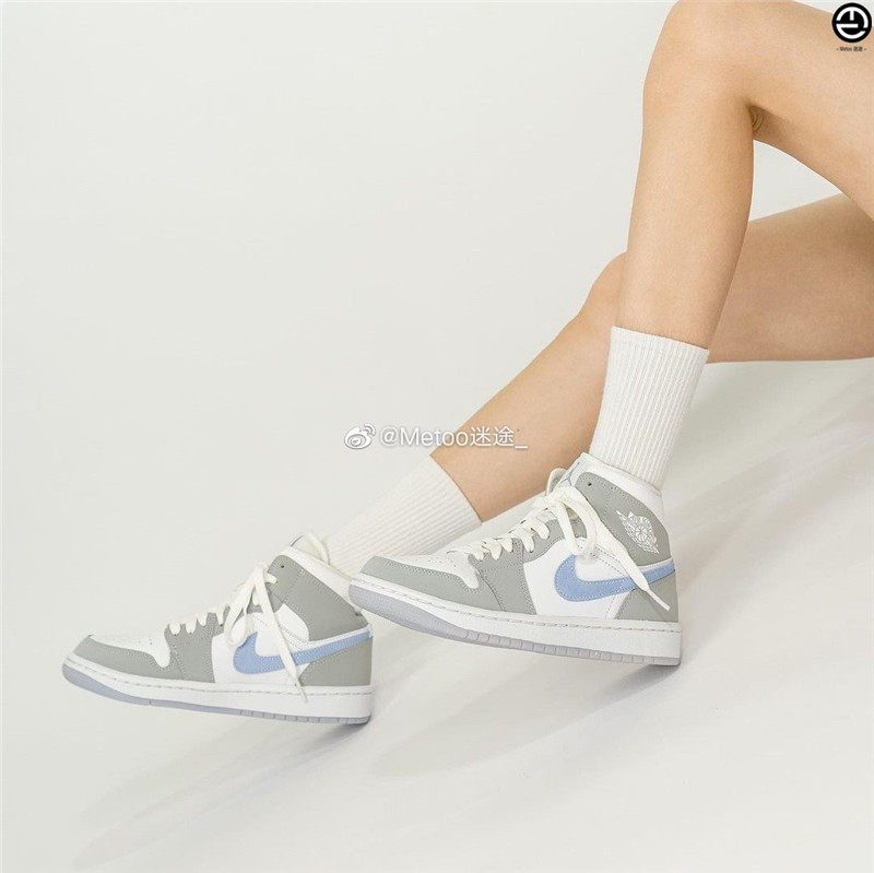 air jordan 1 mid wolf grey 男女高帮aj1冰蓝烟灰小dior bq6472