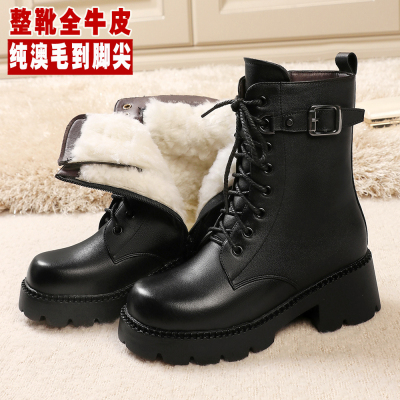 增高厚底马丁靴加厚保暖羊毛棉靴