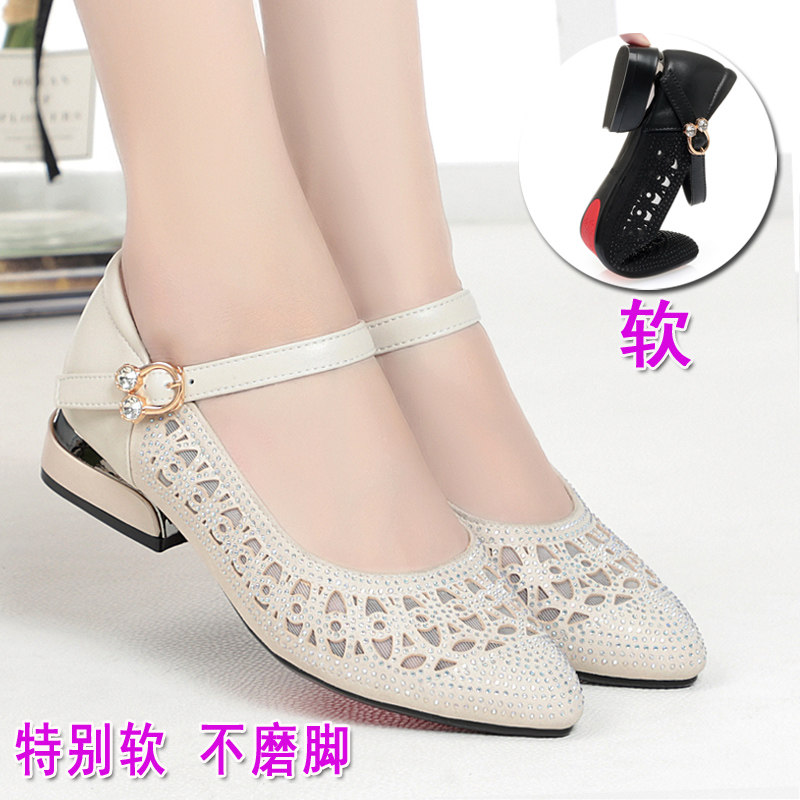 软底跳舞鞋中老年网纱单鞋妈妈鞋