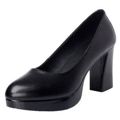 粗跟厚底黑色久站不累脚走秀女鞋