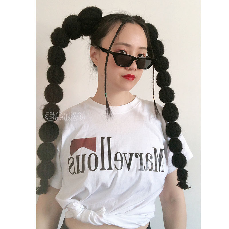 泡泡辫马尾非洲脏辫嘻哈朋克摇滚假发辫双马尾灯笼辫街舞欧美假发