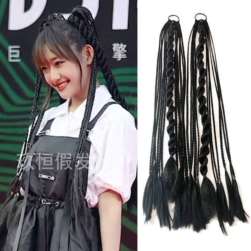麻花小辫子两股辫马尾假发女夜店演出影楼拍照抖音网红代古拉同款