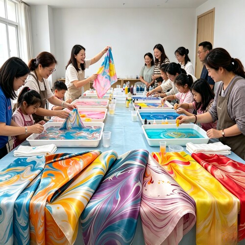 丝巾水拓画DIY材料包非遗手工