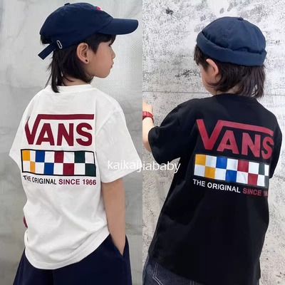 25夏儿童棋盘格短袖T恤休闲纯棉