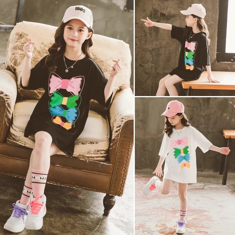 纯棉女童T恤裙夏装2024童装中大童宽松半袖t洋气韩版儿童长款,童装/婴儿装/亲子装,T恤,淘宝优惠券,粉丝福利购,淘宝优惠卷