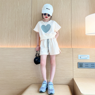 夏装 童装 2025儿童夏季 短裤 潮 中大童网红时髦衣服短袖 女童休闲套装