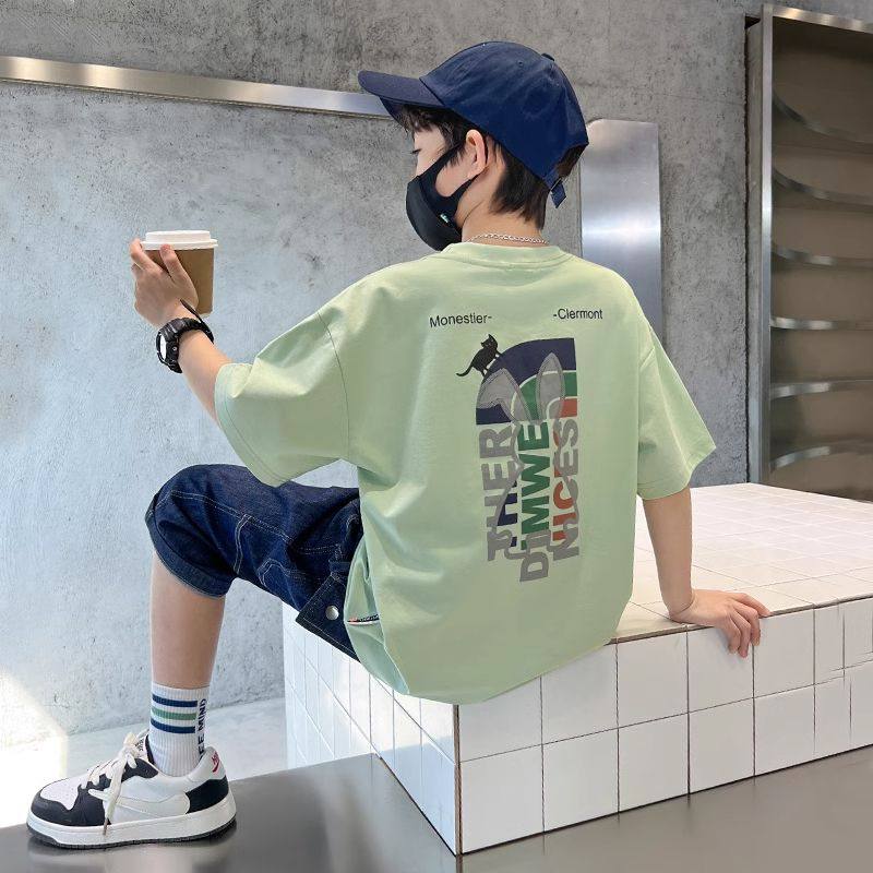 男童夏季短袖t恤2025新款大童半袖体恤薄款儿童男孩纯棉夏装潮牌,童装/婴儿装/亲子装,T恤,淘宝优惠券,粉丝福利购,淘宝优惠卷