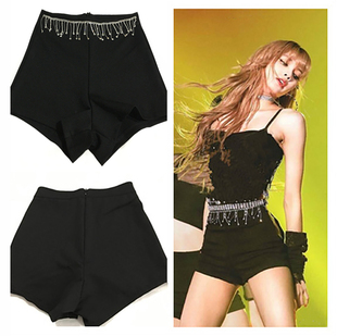 打歌舞服 弹力大长腿热裤 韩国lisa同款 紧身高腰显瘦翘臀安全短裤